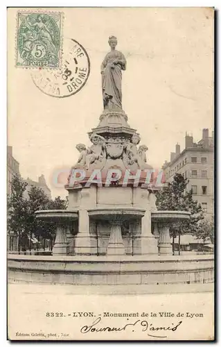 Cartes postales Lyon Monument de la Ville de Lyon