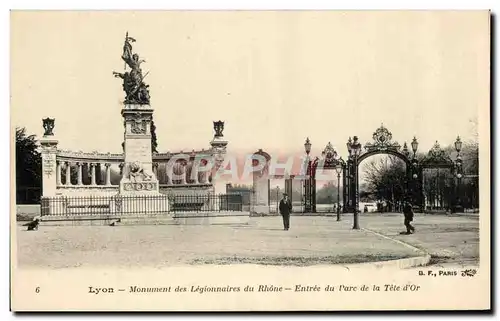 Cartes postales Lyon Monument des Legionnaires du Rhone Entree du parc de la Tete d&#39Or