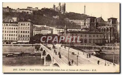 Ansichtskarte AK Lyon Pont Tilsitt Cathedrale Saint Jean et Coteau de Fourviere