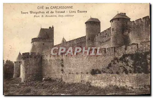 Cartes postales Cite De Carcassonne Tours Wisigothes et du Tresaut Lices Basses Wisigoth