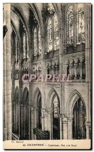 Cartes postales Chartres Cathedrale Nef Cote Nord