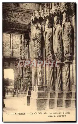 Cartes postales Cathedrale de Chartres Portail sud detail