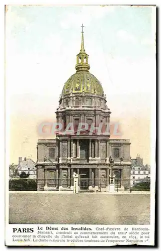 Cartes postales Paris Le Dome Des Invalides Chef d'Oeuvre De Hardouin Mansart