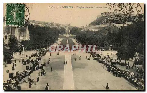 Cartes postales Lourdes L&#39Esplanade Et Le Chateau Fort