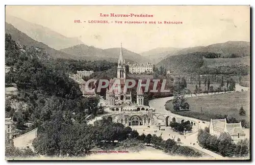 Cartes postales Lourdes Vue Plongeante sur la Basilique