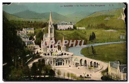 Cartes postales Lourdes La Basilique Vue Plongeante