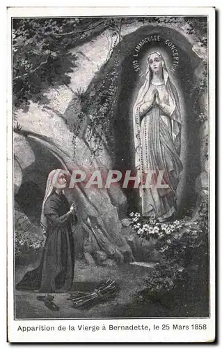 Cartes postales Lourdes Apparition de la Vierge a Bernadette le 25 mars 1858