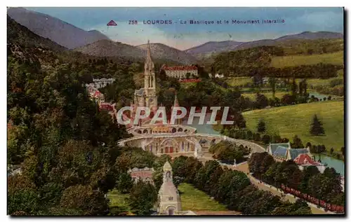 Ansichtskarte AK Lourdes La Basilique et le Monument Interallie