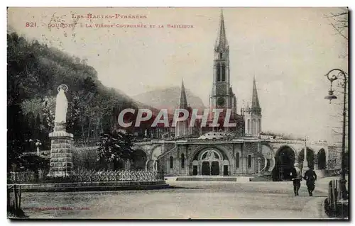 Cartes postales Lourdes La Vierge Couronnee Et La Basilique