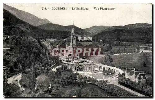 Cartes postales Lourdes La Basilique Vue Plongeante