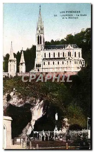 Cartes postales Lourdes La Grotte et la Basilique