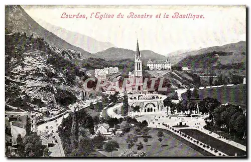 Ansichtskarte AK Lourdes L&#39Eglise du Rosaire et la Basilique