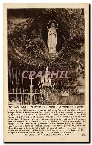 Cartes postales Lourdes Apparition De La Vierge La Vierge De La Grotte