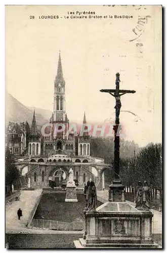 Ansichtskarte AK Les Pyrenes Lourdes Le Calvaire Breton Et La Basilique