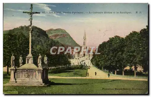 Ansichtskarte AK Lourdes Le Calvaire Breton Et La Basilique