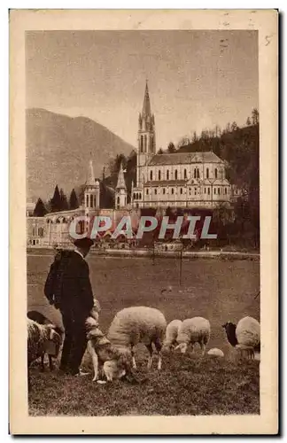 Ansichtskarte AK Lourdes La Basilique Berger et moutons