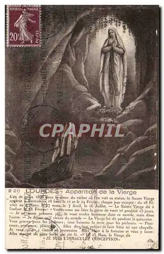 Cartes postales Lourdes Apparition De la Vierge