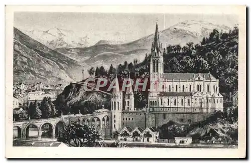 Ansichtskarte AK Lourdes La basilique et les Piscines