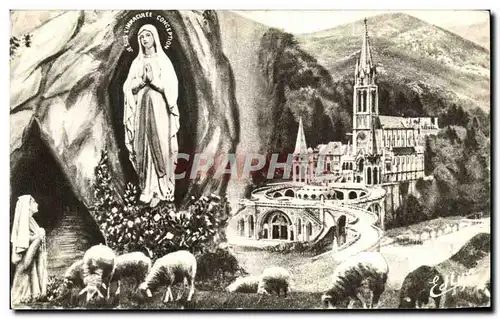 Ansichtskarte AK Lourdes La Basilique et l&#39Apparition Moutons