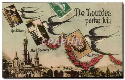 Cartes postales De Lourdes Portez lui Mes Prieres Hirondelles