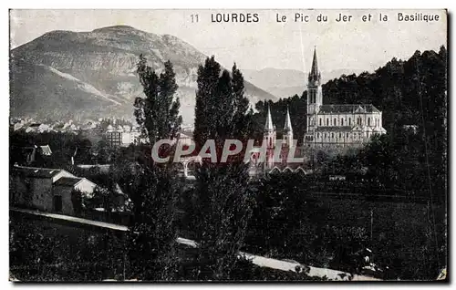 Ansichtskarte AK Lourdes Le Pic du Jer et la Basilique