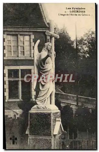 Cartes postales Les Pyrenees Lourdes L&#39Ange de l&#39Entree du Calvaire