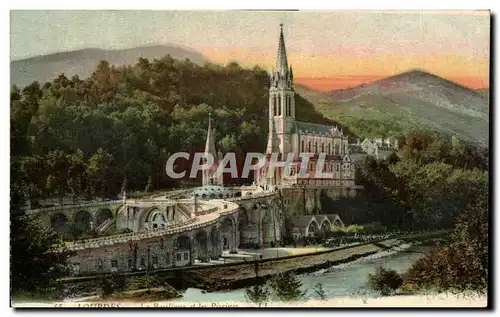 Ansichtskarte AK Lourdes La Basilique et les piscines