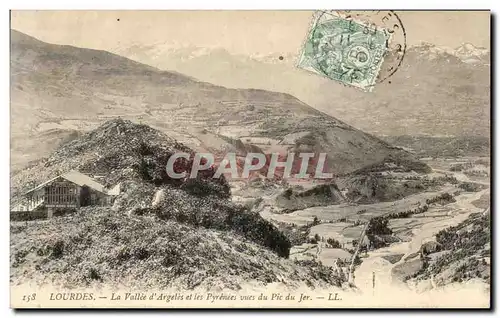 Cartes postales Lourdes La Vallee d&#39Argeles et les Pyrenees vues du Pic du Jer Restaurant