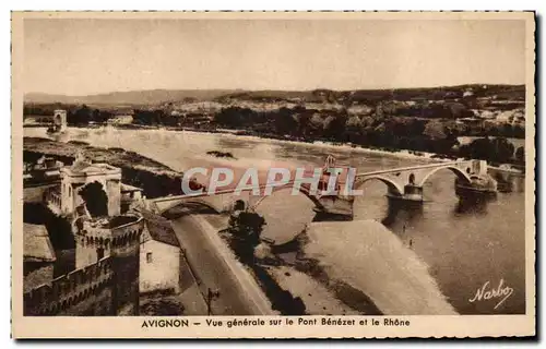 Cartes postales Avignon Vue Generale sur le Pont Benezet et le Rhone