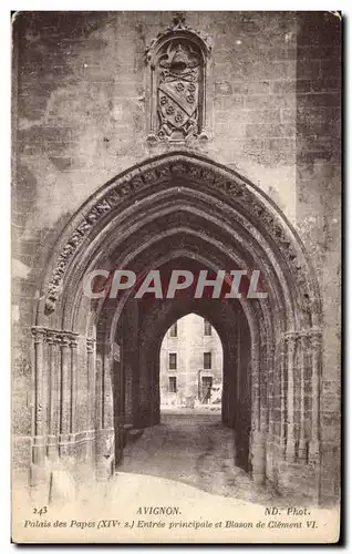 Ansichtskarte AK Avignon Le Palais des Papes Entree Principale et Blason de Clement