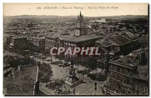 Cartes postales Avignon Place de l&#39Horloge Vue du Palais des Papes