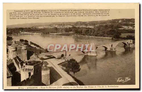 Cartes postales Avignon Pont St Benezet Vu Du Rocher Des Doms et l'ile de la Barthelasse