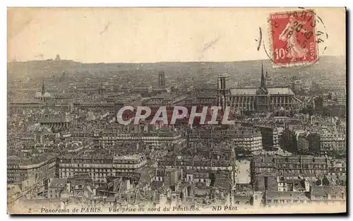 Cartes postales Panorama de Paris Vue prise au nord du Pantheon