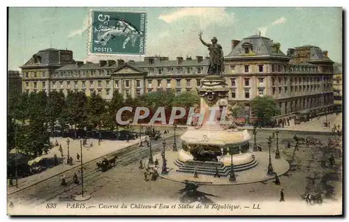 Cartes postales Paris Caserne du Chateau d Eau et Statue de la Republique