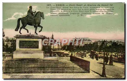 Cartes postales Paris Pont Neuf Et Statue de Henri IV Le Pont Belle Jardiniere