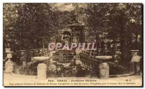 Ansichtskarte AK Paris fontaine Medicis Tout d&#39abord Fontaine de Salomon de Brosee Transportee en