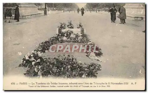 Cartes postales Paris Le Tombeau Du Soldat Inconnu Inhume Sous l&#39Arc de Triomphe