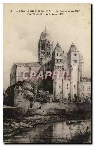 Cartes postales Paray Le Monial La Basilique en 1840 d&#39apres Sagot