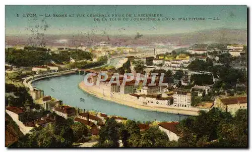 Cartes postales Lyon La Saone Et Vue Generale Prise de L&#39Ascenseur De La Tour De Fourviere