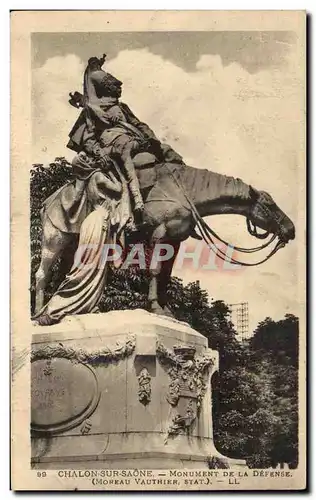 Cartes postales Chalon Sur Saone Monument De La Defense Moreau Vauthier Militaria