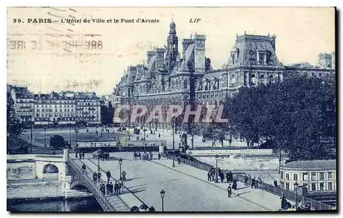 Cartes postales Paris L&#39Hotel de Ville et le Pont d&#39Arcole