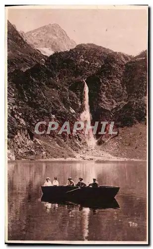 Ansichtskarte AK Environs de Luchon Lac d&#39Oe La Grande Cascade et Pic Queyral