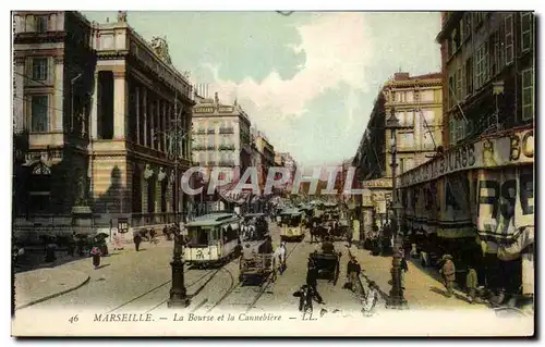 Ansichtskarte AK Marseille La Bourse et le Cannebiere Tramways