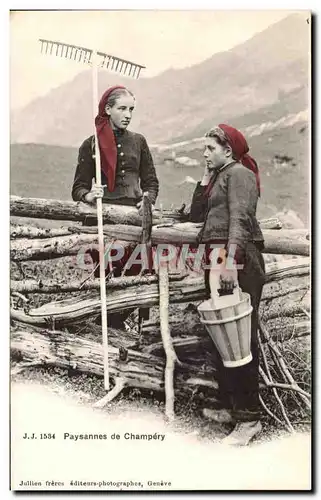 Ansichtskarte AK Paysannes De Champery Folklore Costume Suisse