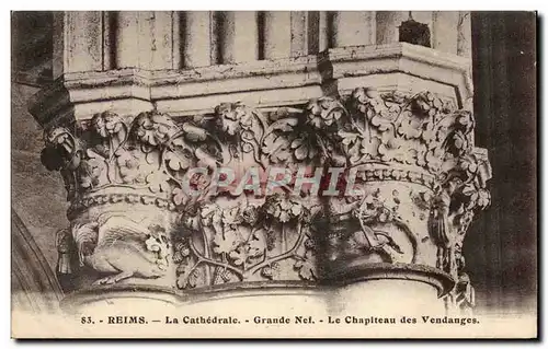Ansichtskarte AK Reims La Cathedrale Grand Nef Le chapiteau des Vendanges