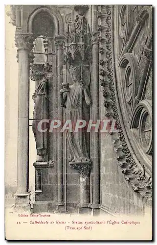 Cartes postales Cathedrale de Reims Statue Symbolisant l&#39eglise catholique