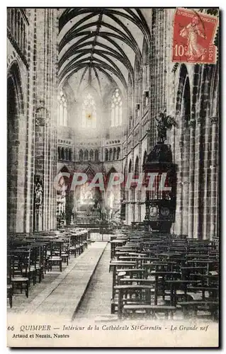 Cartes postales Quimper Interiiur de la Cathedrale St Corentin La Grande nef