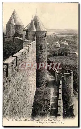 Ansichtskarte AK Cite De Carcassonne La tour Cahuzac et les Remparts exterieurs