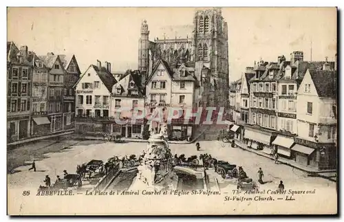 Cartes postales Abbeville La place de l'Amiral Courbet et l'Eglise St vulfran