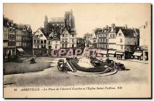 Cartes postales Abbeville La place de l'Amiral Courbet et l'Eglise St vulfran